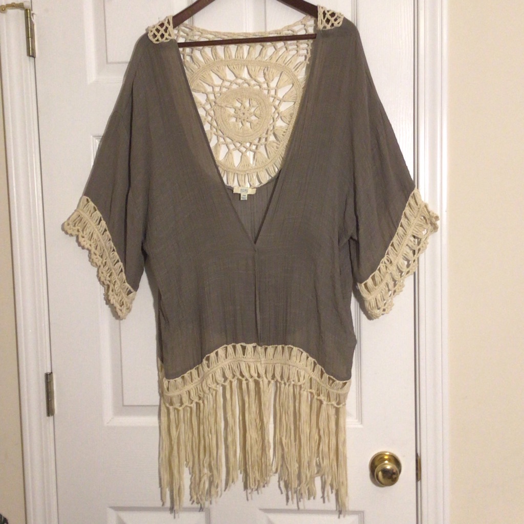 Kori American Crochet Boho Kimono / Swim Suit Coverup Size S/M